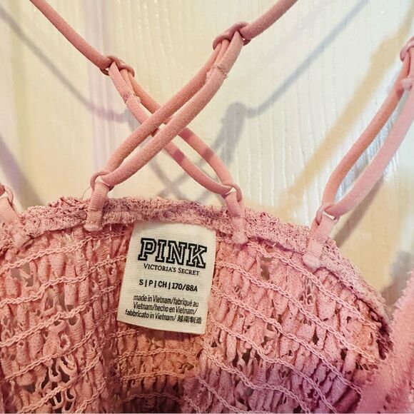 EUC Victoria's Secret PINK Pink Crochet Lace Mini Dress Small - Picture 5 of 7